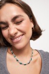 COLLAR BAÑADO EN PLATA DE LEY CON CRISTALES VERDES Colgante