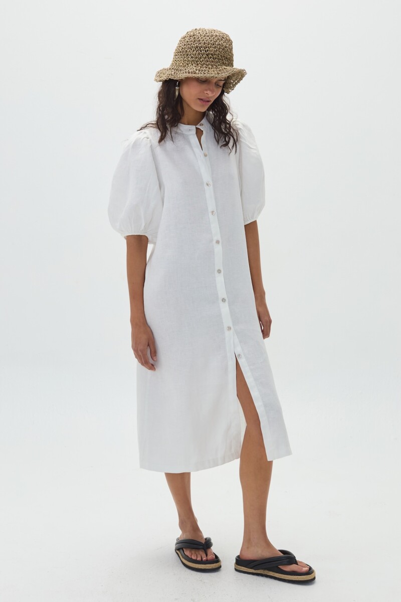 Vestido Bubble en Lino Blanco