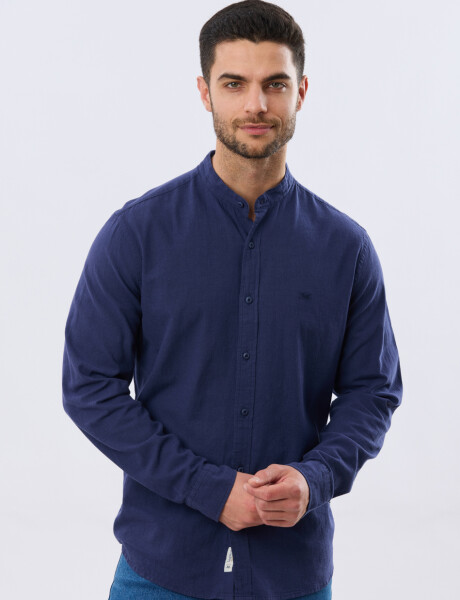CAMISA LINO CUELLO MAO Azul