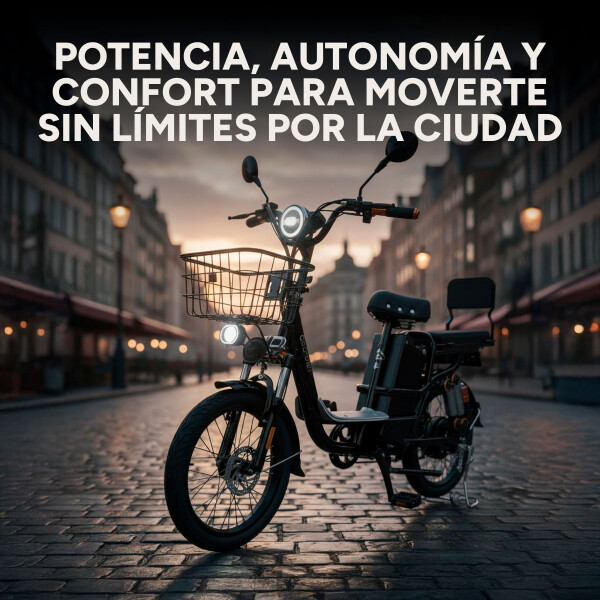 Bicicleta Electrica GoGreen Delivery R20 350w Bateria 26Ah Color Negro