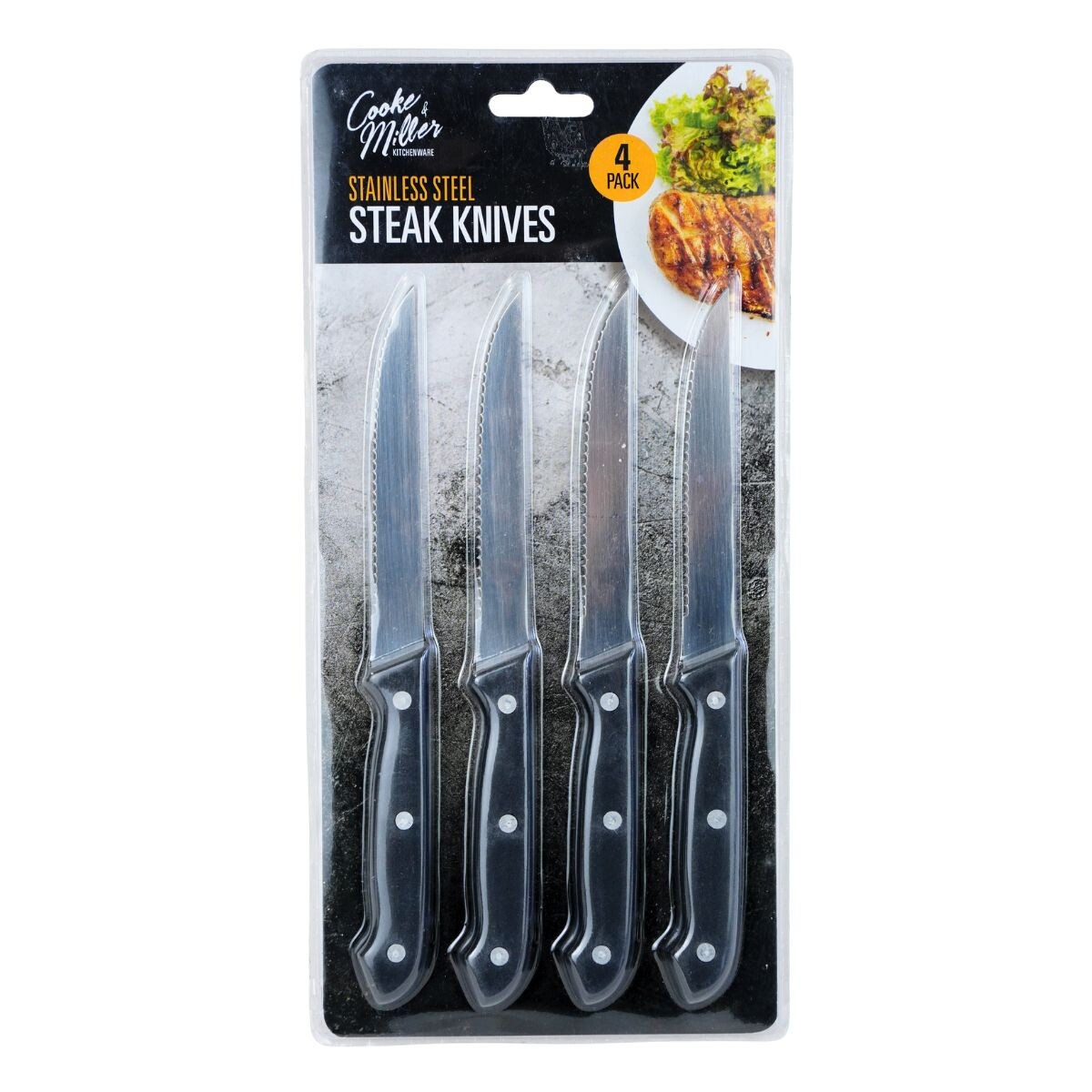 Set de 4 cuchillos con mango de plastico 