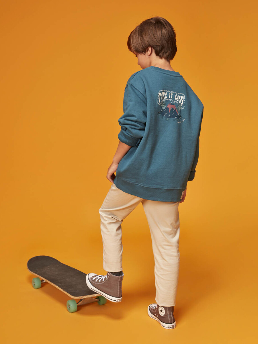 Sudadera Volcan Print Verde Petroleo