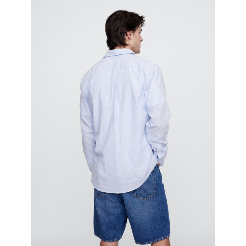 V-LS STANDARD LINEN COTTON BLUE STRIPE