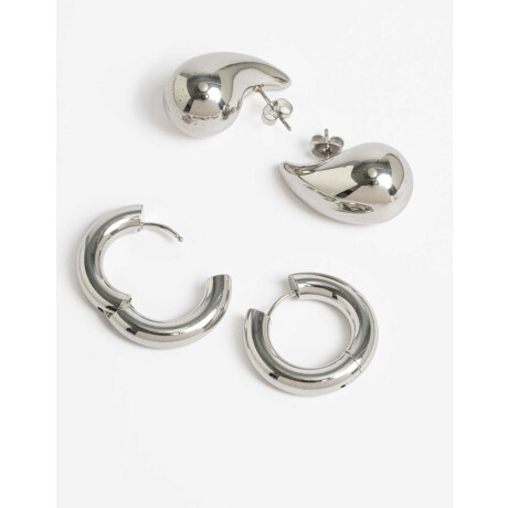 Set De Aros De Acero Dorado Plateado