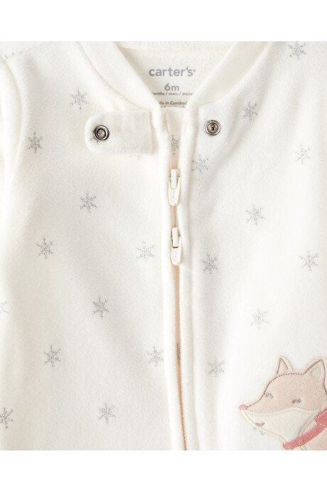 Pijama una pieza de micropolar, con pie, estampa zorro Sin color