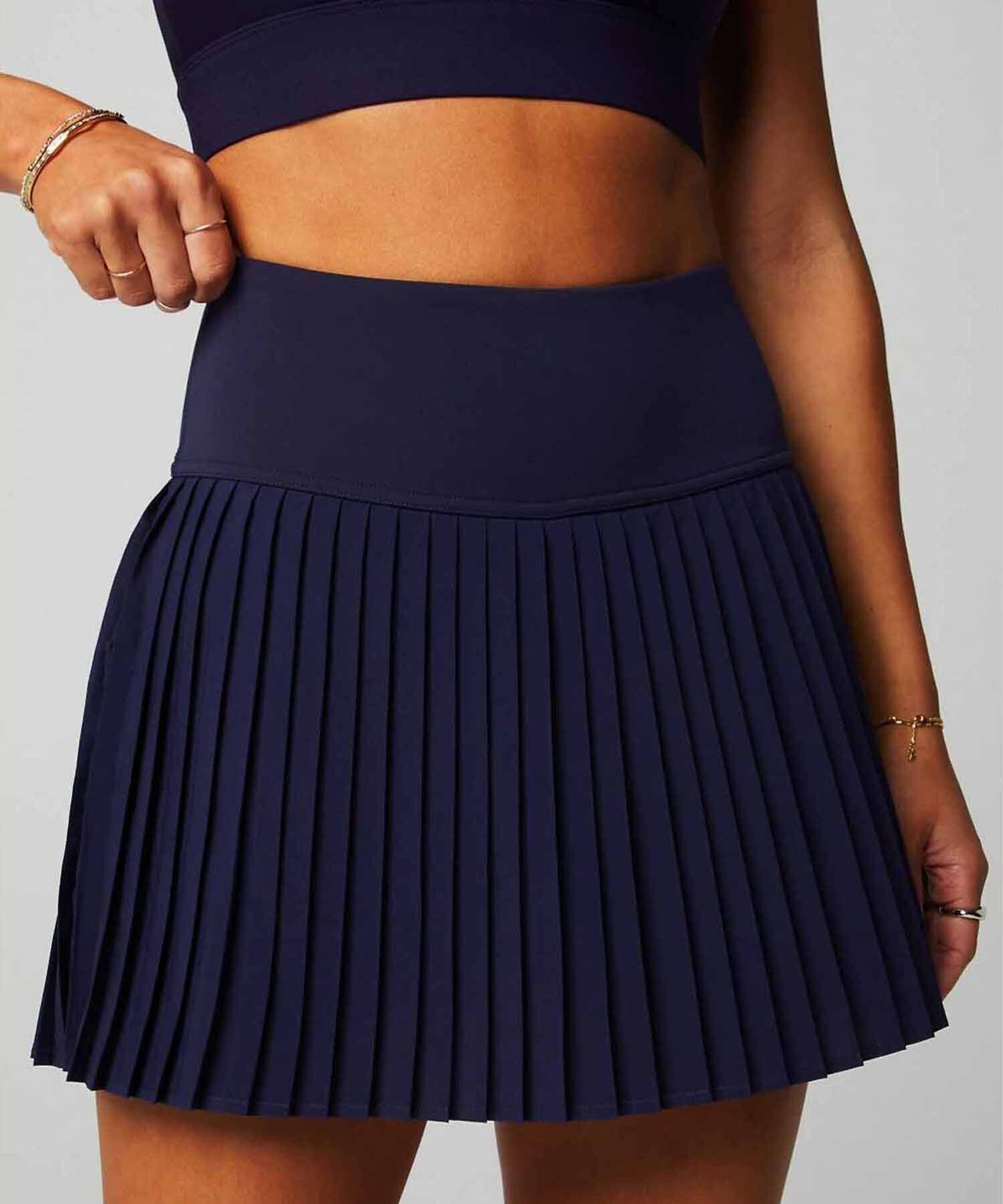 Falda Con Malla Hot Shot Pleated Skirt Classic Mini Mujer Deep Navy