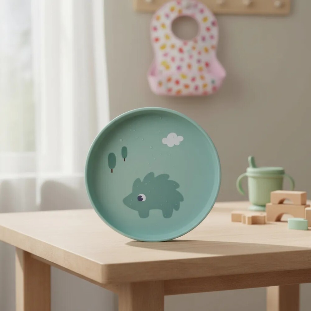 Plato con ventosa BUBA cloudy verde