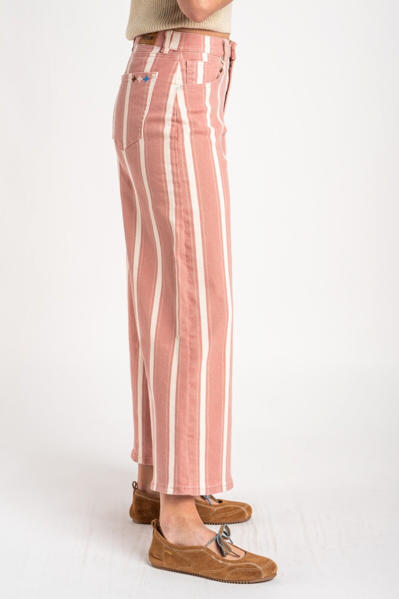 Jean Wide Leg Rayado Rojo