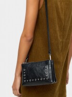 Bolso Bandolera Efecto Craquelado Con Tachuelas negro