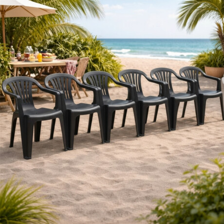 Set x6 Sillas Bela Vista con apoya brazos NEGRO