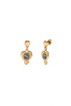 PENDIENTES EN ALEACIAÓN DE METALES BAÑADA EN ORO 18K CON CORAZON Y CRISTAL NEGRO Pendiente