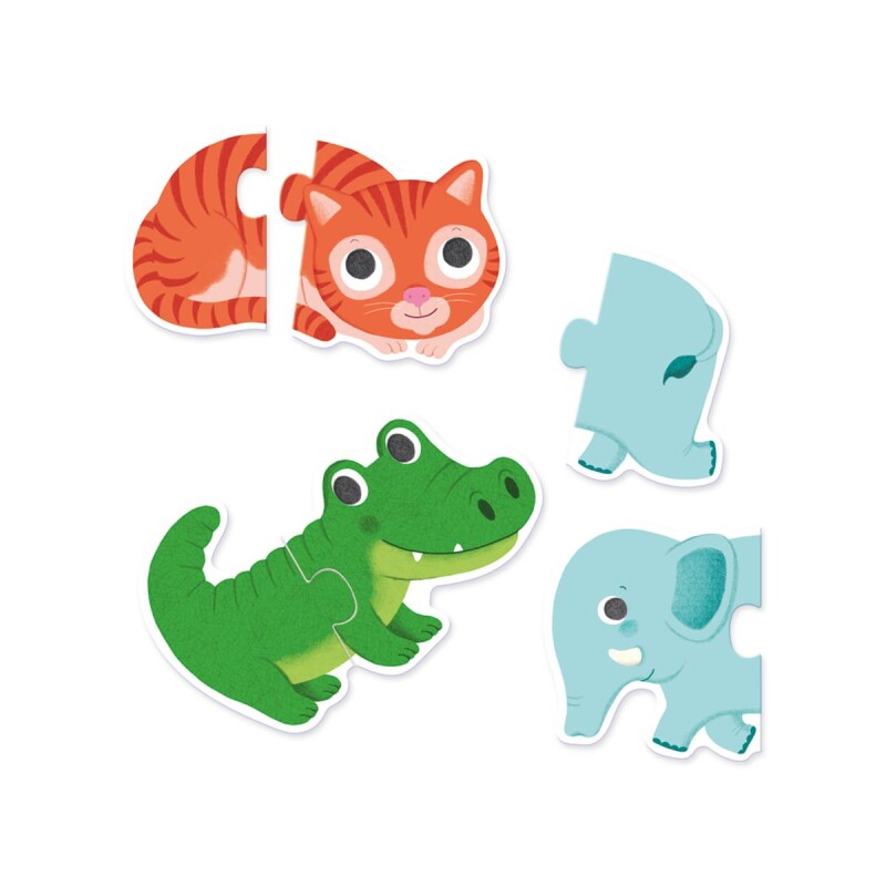 Set x10 puzzle rompecabezas de dos piezas Animales