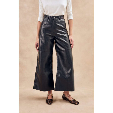 Pantalon Extra Wide Cuero Vegano Negro