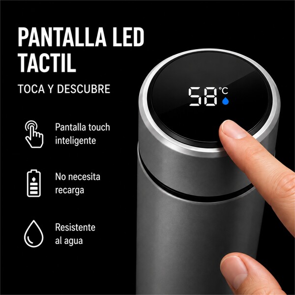 Botella Térmica Acero Inox Termo Táctil Sensor Temperatura PLATEADO