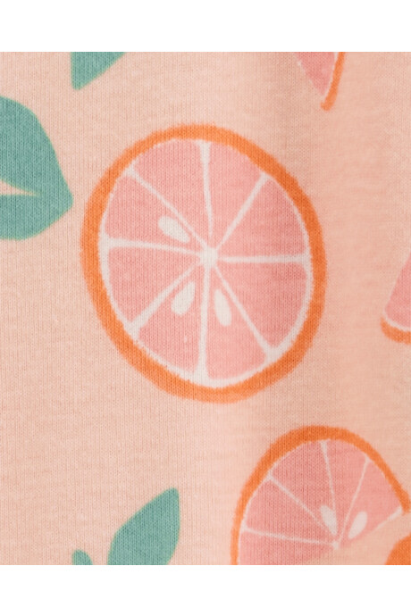 Pijama una pieza de algodón, con pie, diseño naranjas Sin color