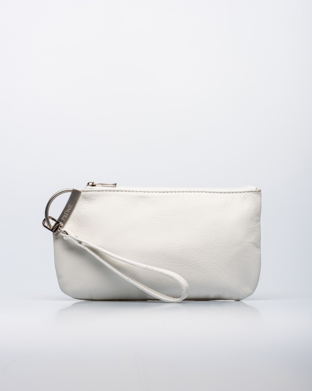 Porta cosméticos Katy en cuero graneado Blanco