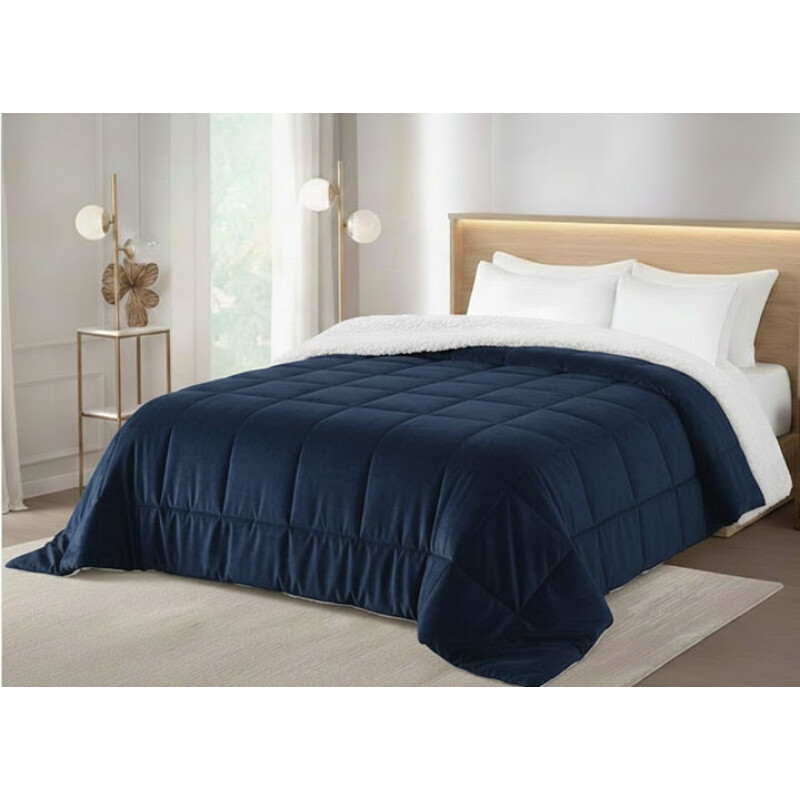 Acolchado 2 Plazas Corderito Sherpa Cotton Flor – Calidez, estilo y confort AZUL