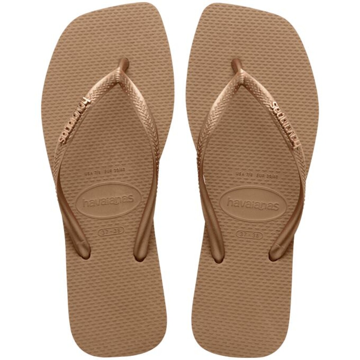 Sandalia de Mujer Havaianas Slim Square Logo - Rosa - Dorado 