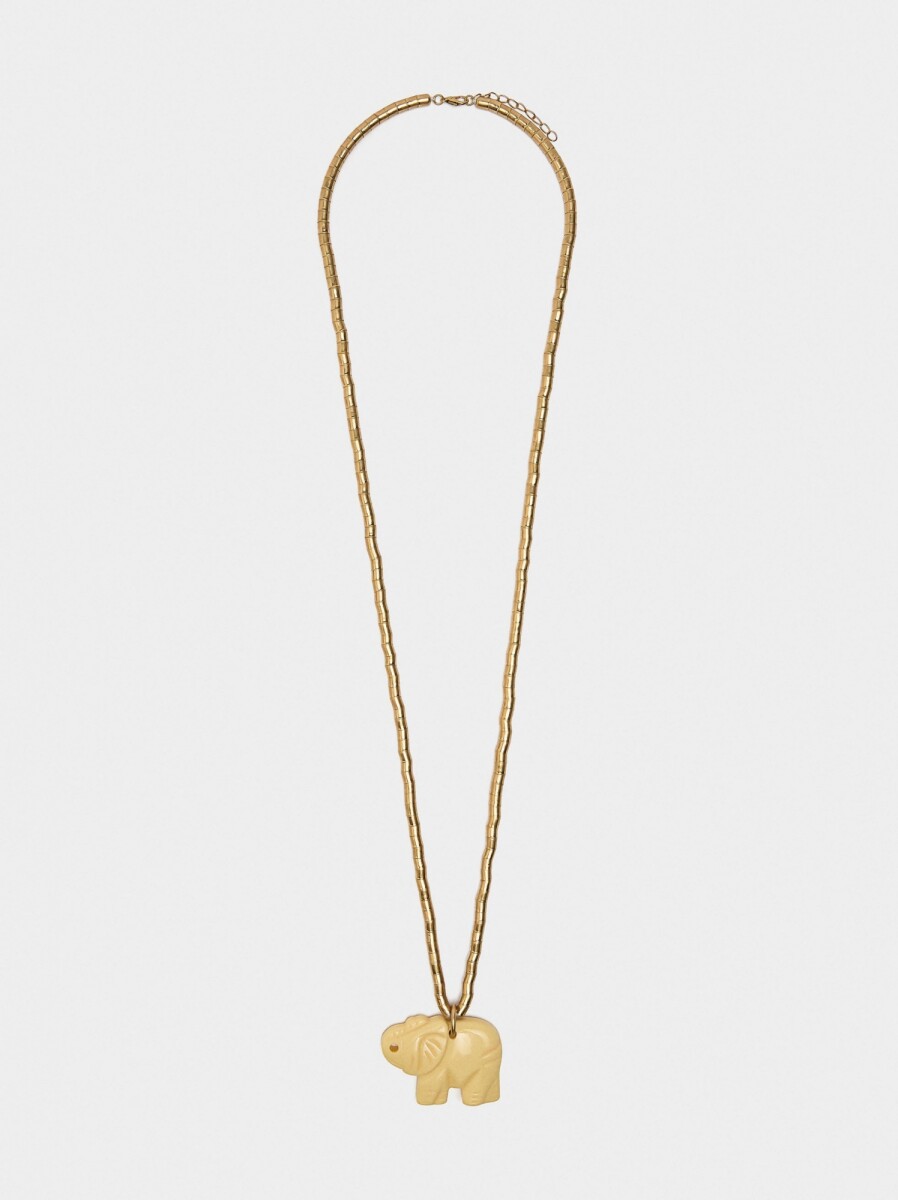 Collar Largo Colgante De Elefante - beige 