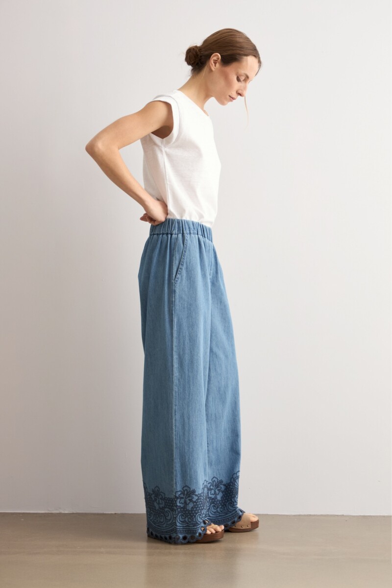 Pantalón de jean bordado jean medio