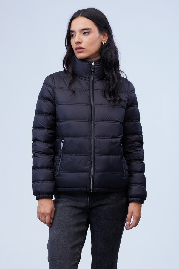 Campera Plumas Reversible NEGRO