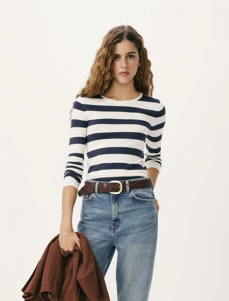 CAMISETA MANGA LARGA DE RAYAS AZUL