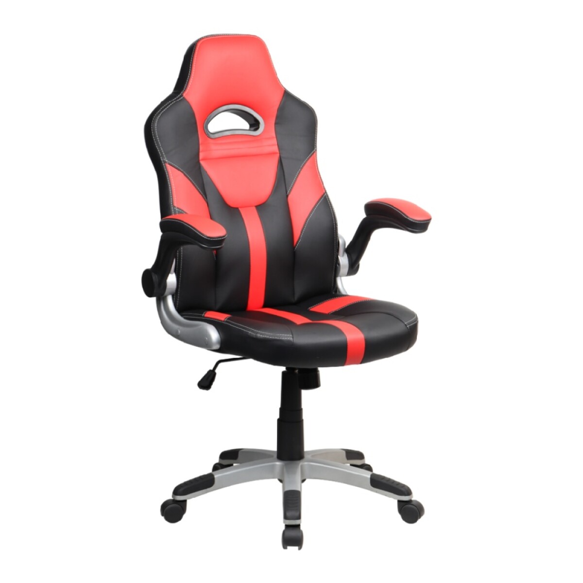 Silla Gamer Ergonómica Elevable y Giratoria con Posabrazos - Negro/rojo 