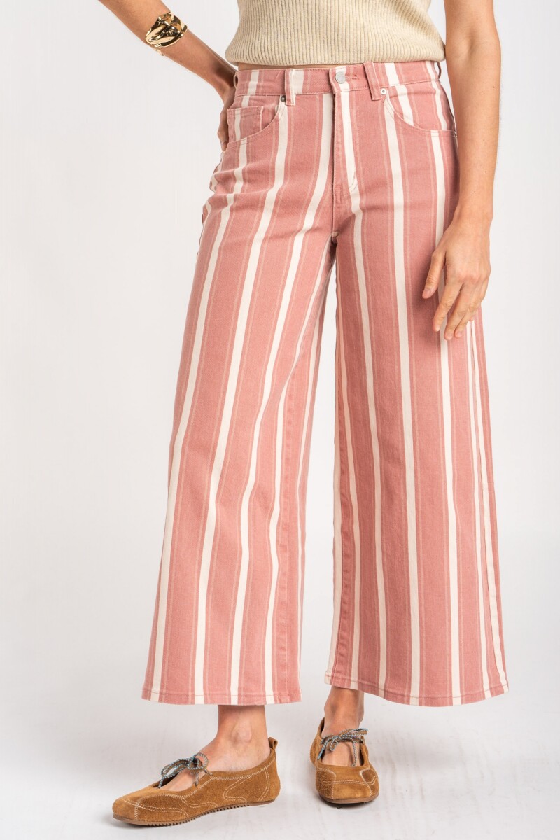 Jean Wide Leg Rayado - Rojo 