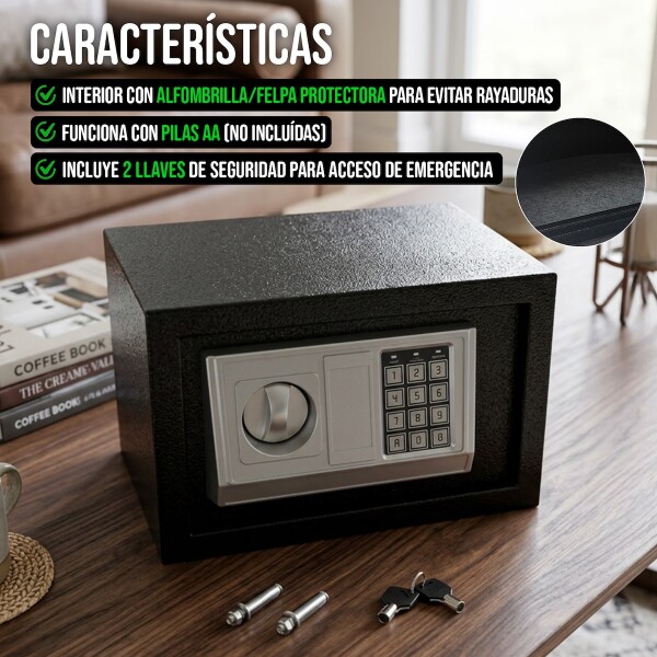 Caja Fuerte Cofre Seguridad Electrónico Llaves 31x20x20 Imback Color Negro Caja Fuerte Cofre Seguridad Electrónico Llaves 31x20x20 Imback Color Negro
