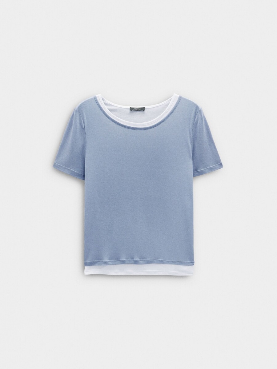 Camiseta Básica Bicolor azul