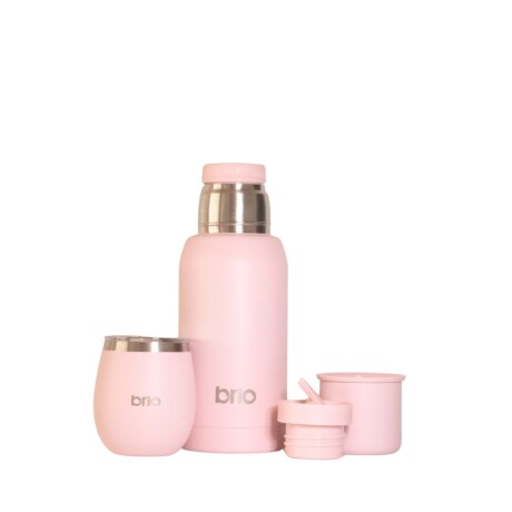Set De Termo 750 Ml Y Mate Con Tapa brio Acero Inox Rosa