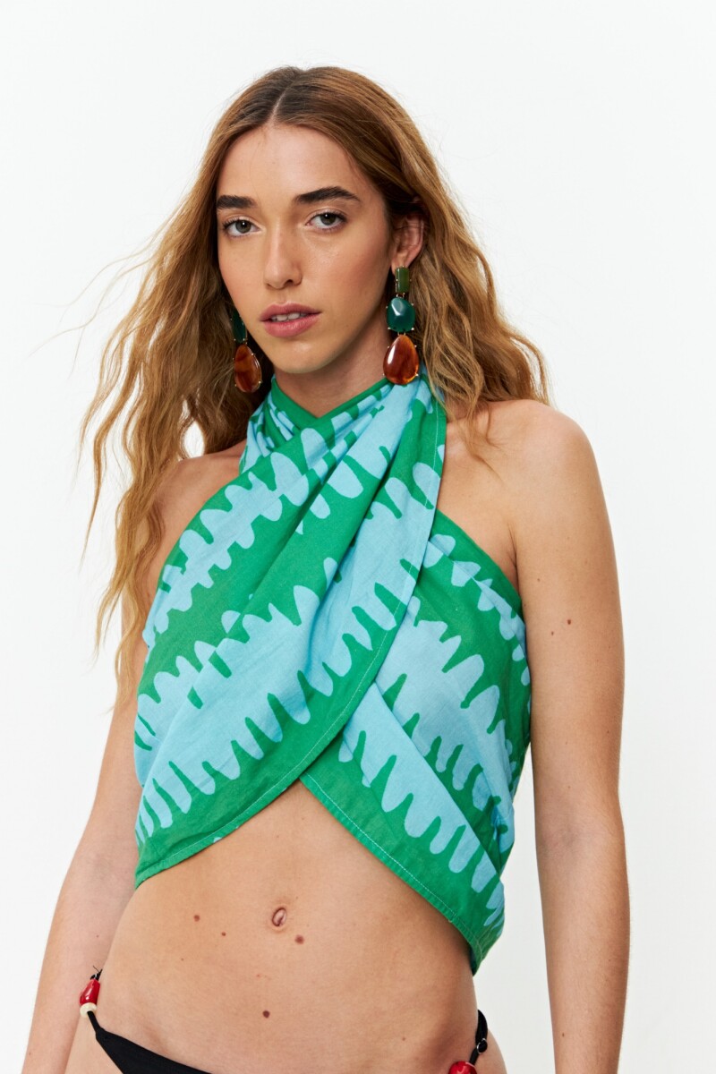 Falda corta multicolor celeste