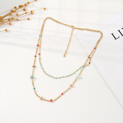 Collar Elegante Doble Cadena Estilo étnico Collar Elegante Doble Cadena Estilo étnico