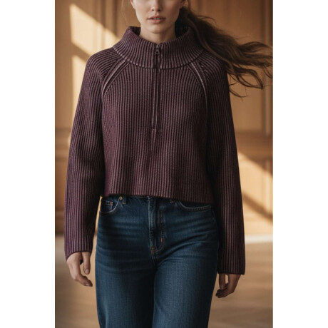 Sweater Algodón Cierre Bordeaux