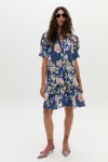 Vestido Corto Athina en Lino Blue Poppy Print