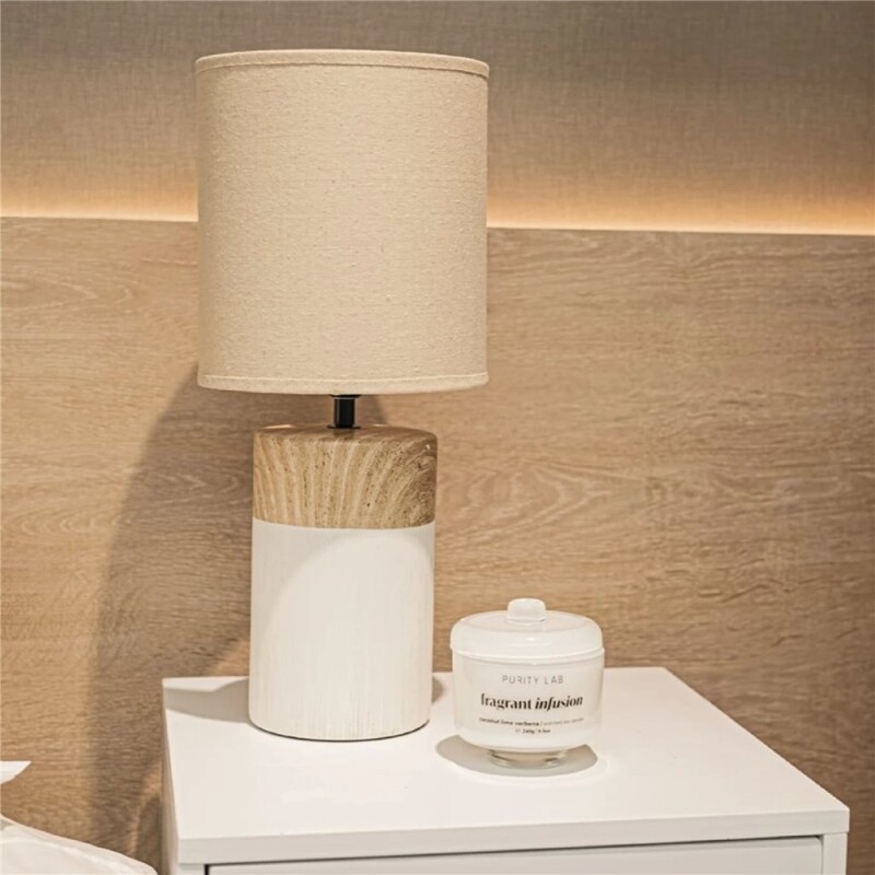 LAMPARA PORCELANA SIMIL MADERA D20x47CM BLANCO LAMPARA PORCELANA SIMIL MADERA D20x47CM BLANCO