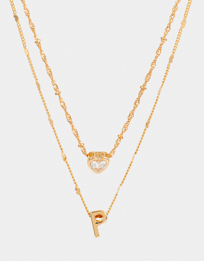 Collares Cortos Con cubic zirconia Collar Corto Cubic Inicial "p" - Dorado