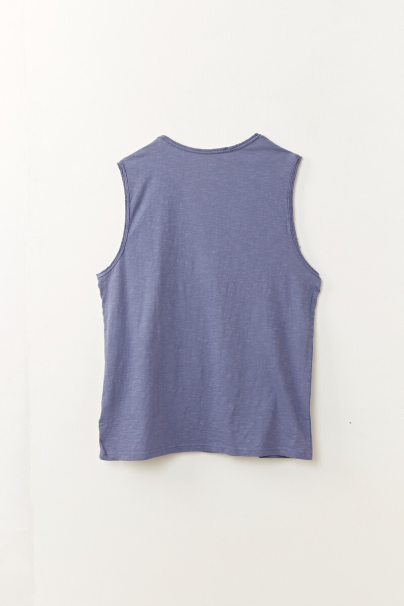Musculosa slub bolsillo Azul Medio