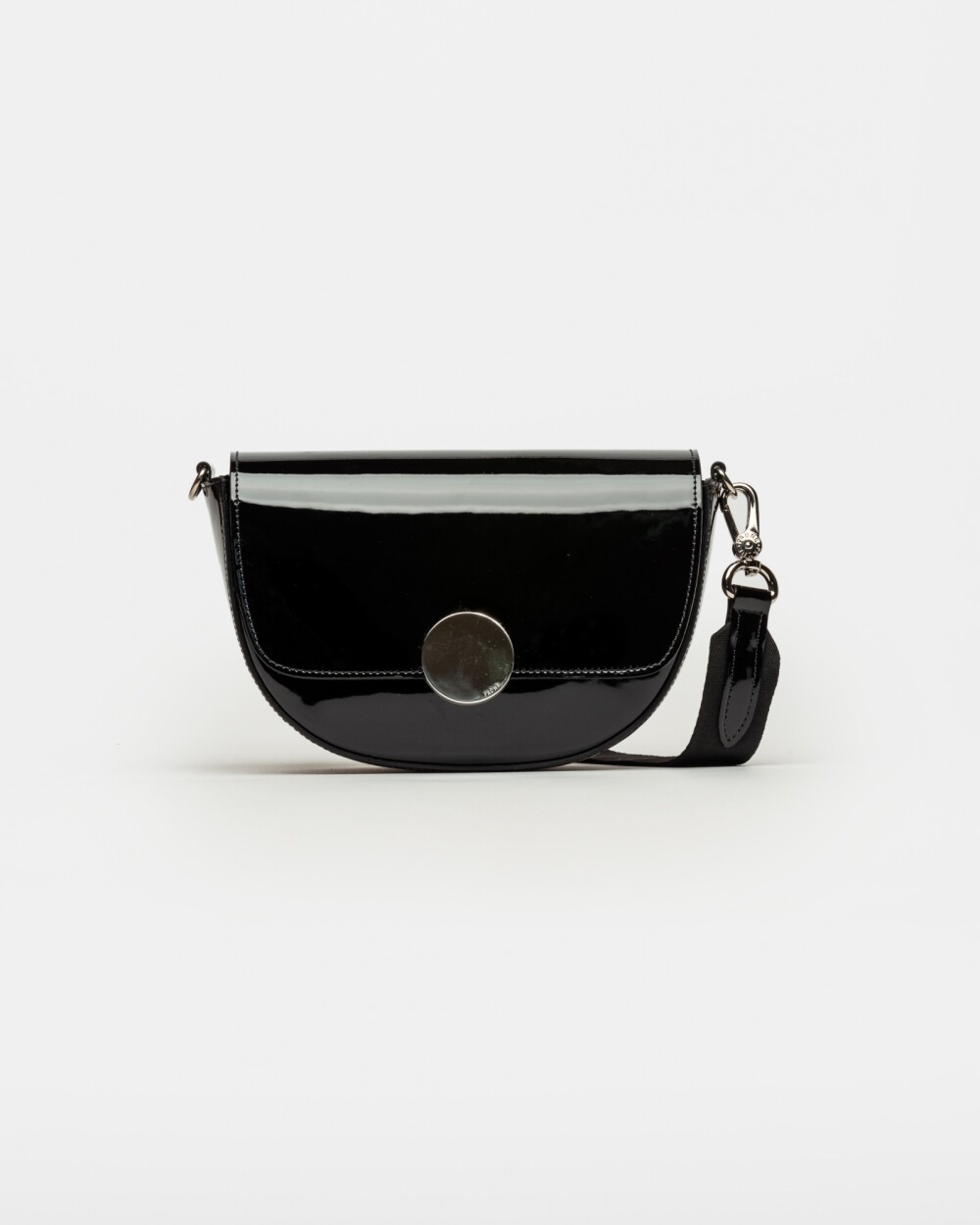 Bandolera The Circle en cuero charol Negro