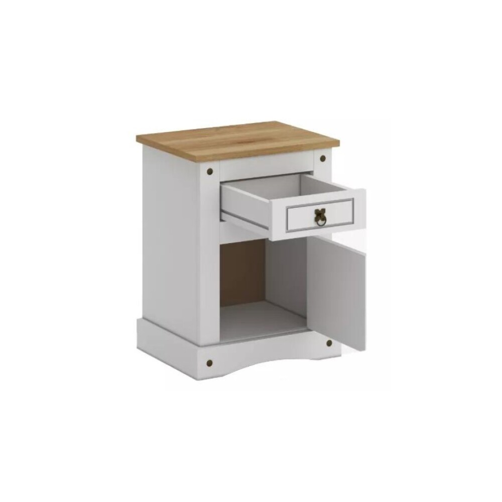 Mesa de luz 1 puerta 1 cajon - Linea mexicana Blanco