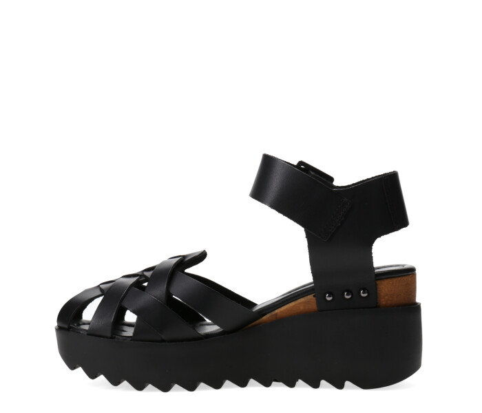 Sandalia tiras c/hebilla Preto