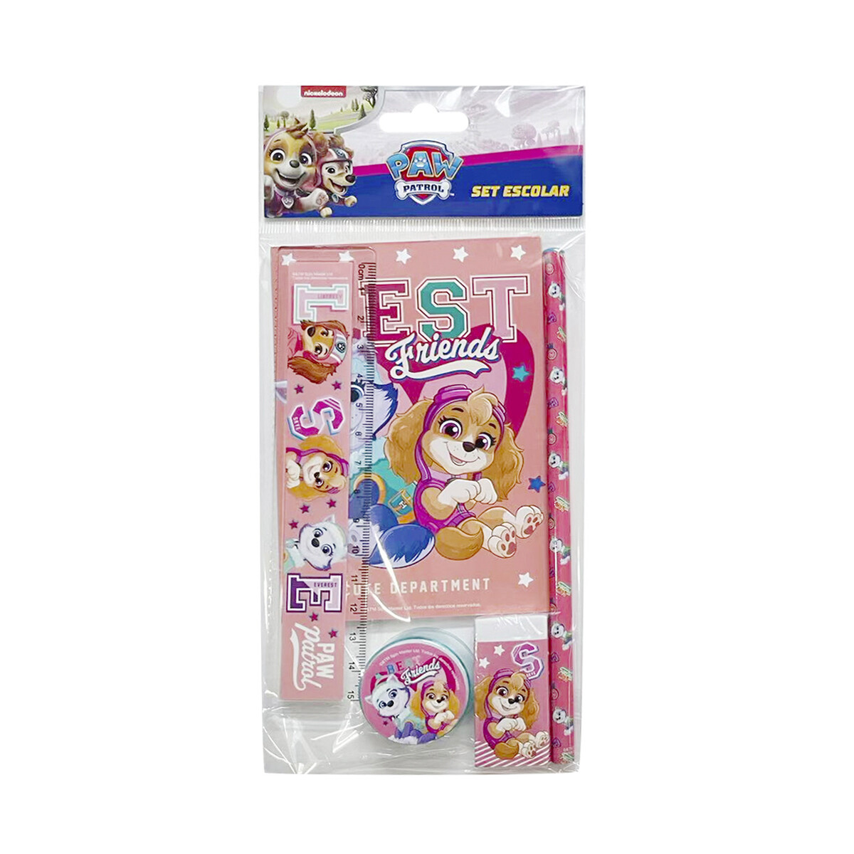 Set x 5 Útiles Escolares con Libreta Paw Patrol - ROSA 