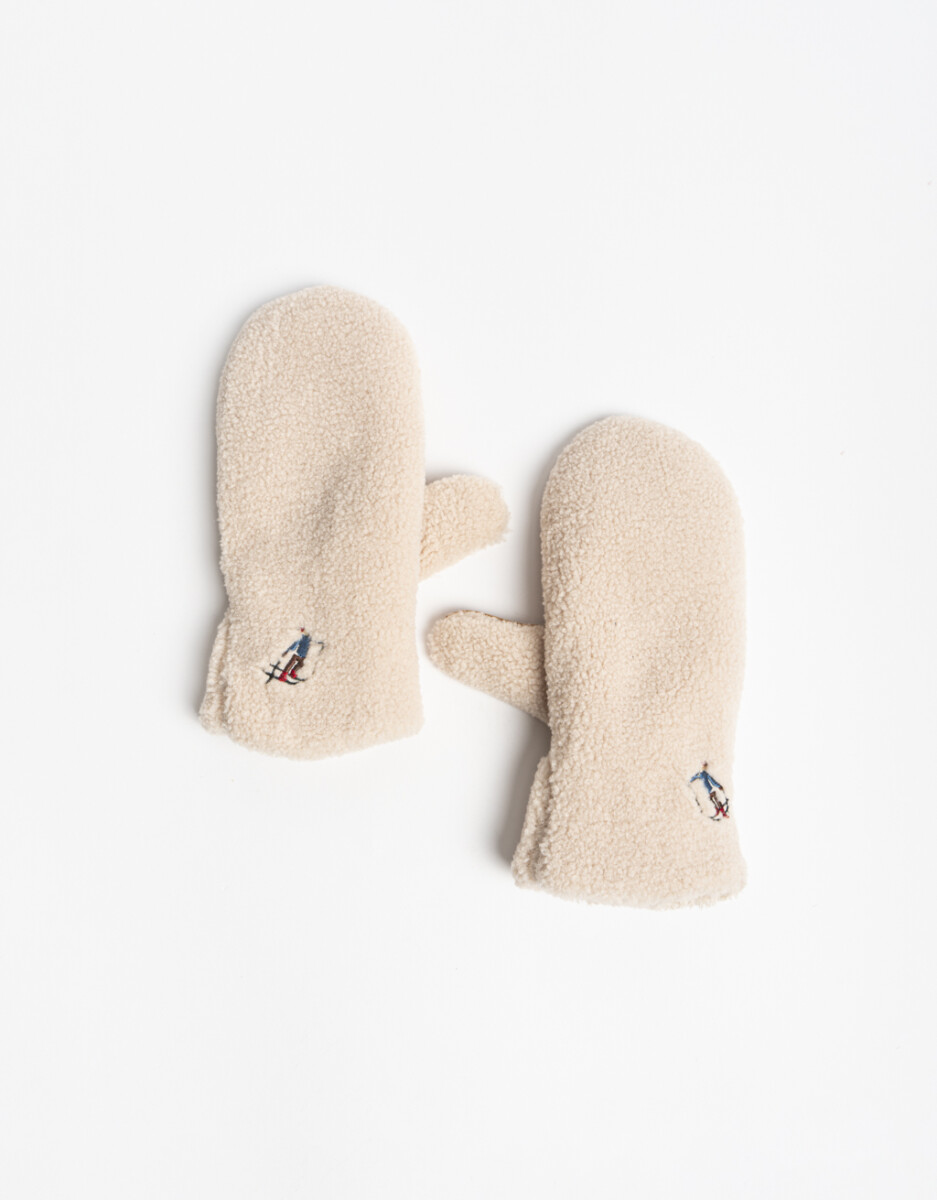 Mitones De Corderito Con Bordado De Esquiador 