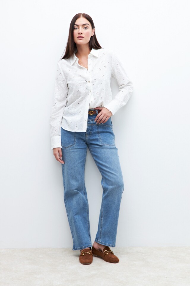 Camisa de broderie blanco