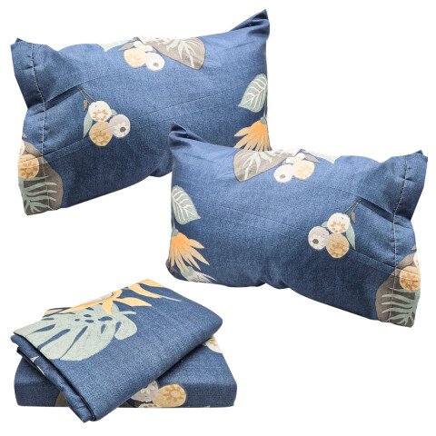 Juego Sabanas + Almohadas Alondra 2 Plazas Completo Diseños Variante Diseño Azul Oscuro