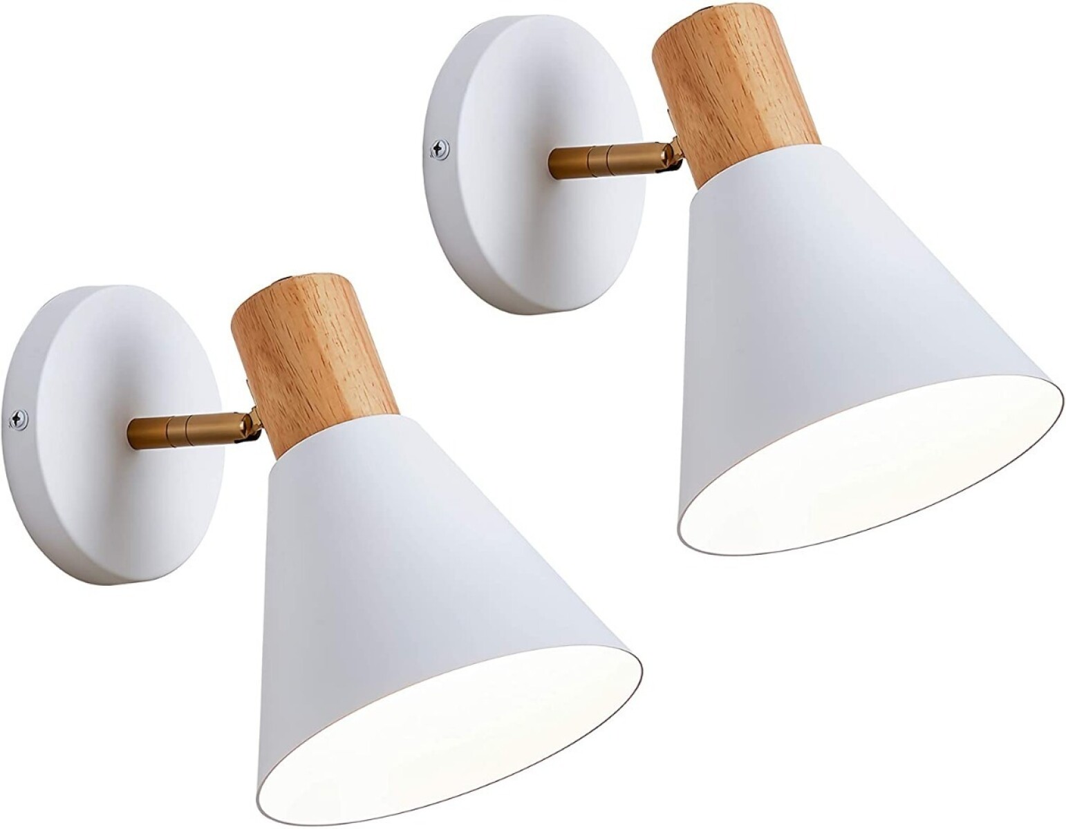 Pack X2 Aplique Nórdico Metal Blanco Con Detalle Madera - Blanco 