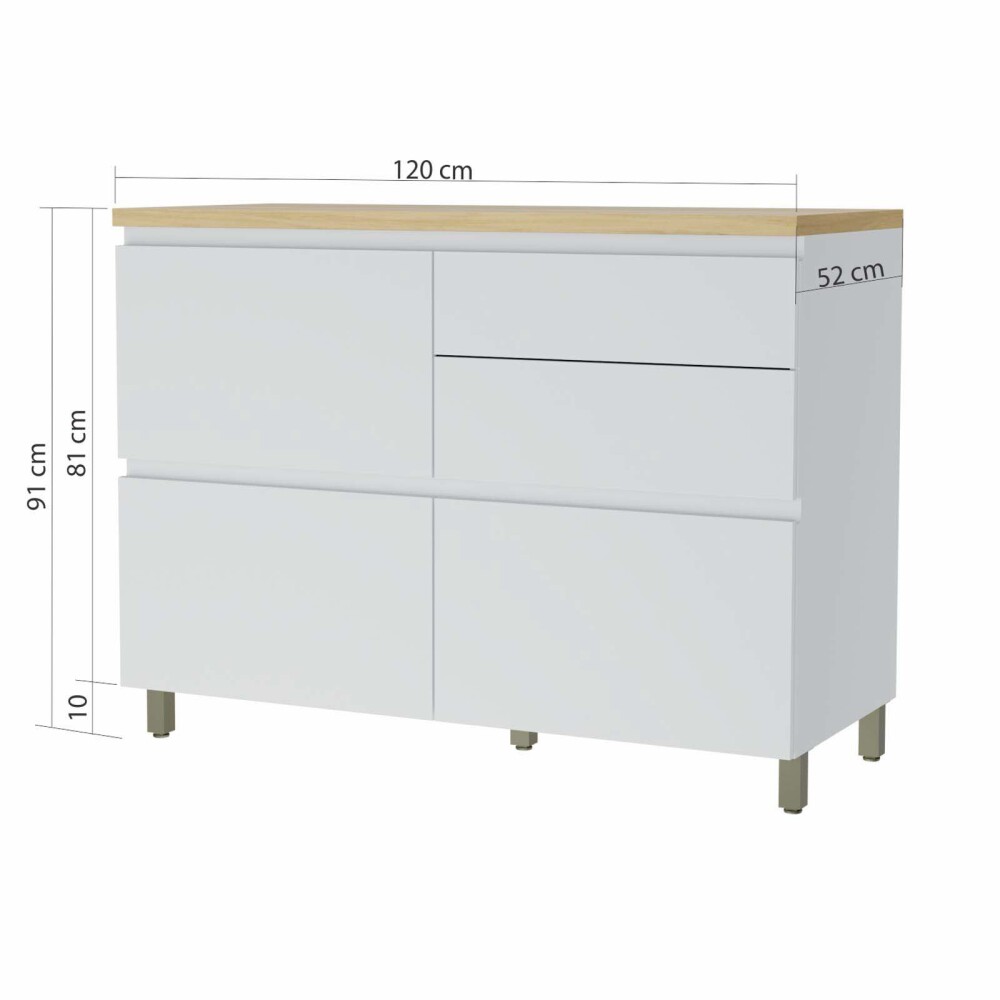 BAJO MESADA 120 CM MDF BLANCO SUECIA