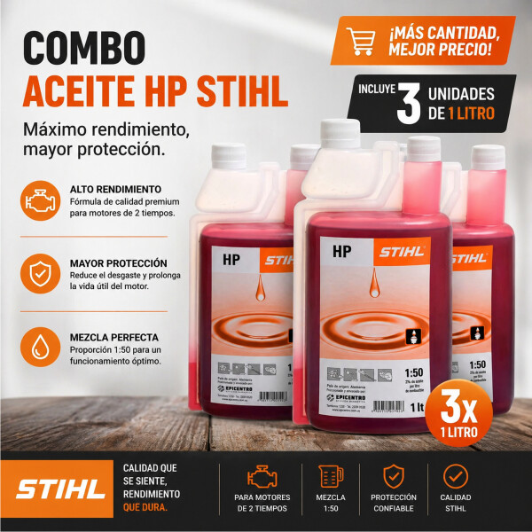 Pack X3 Aceite Stihl 2t Para Mezcla Con Combustible 3l PK ACEITE STIHL 1LT X3 UNIDADES