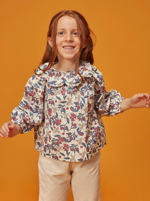 Blusa Flores Grandes Blanco Roto