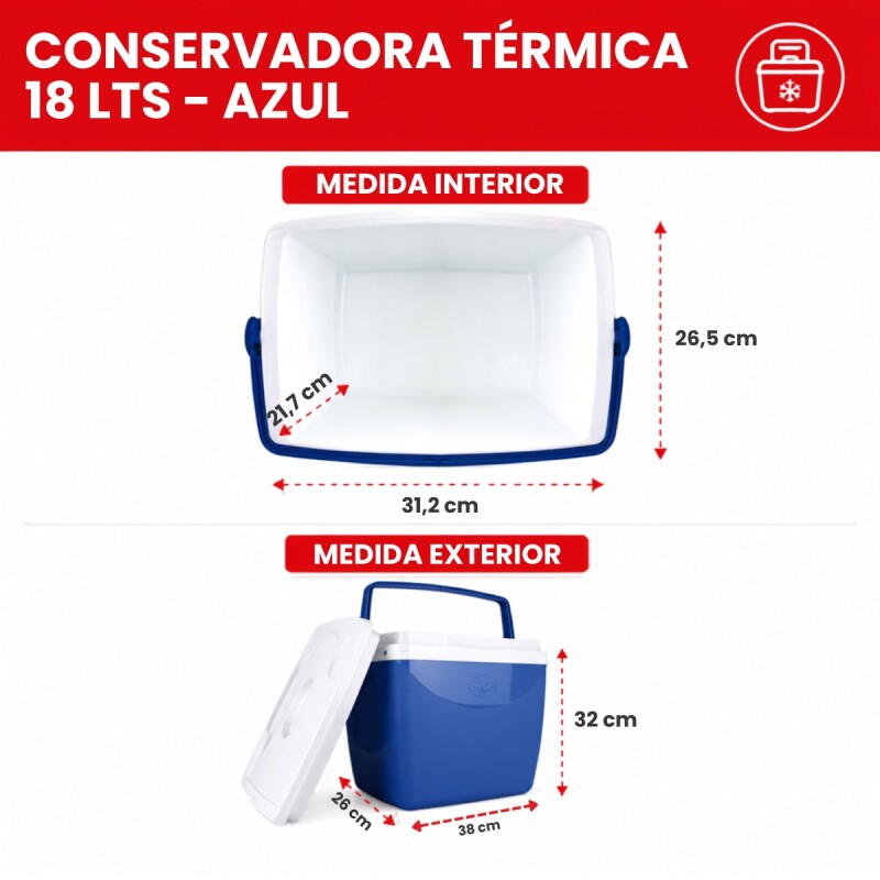 Conservadora térmica 18 lts AZUL